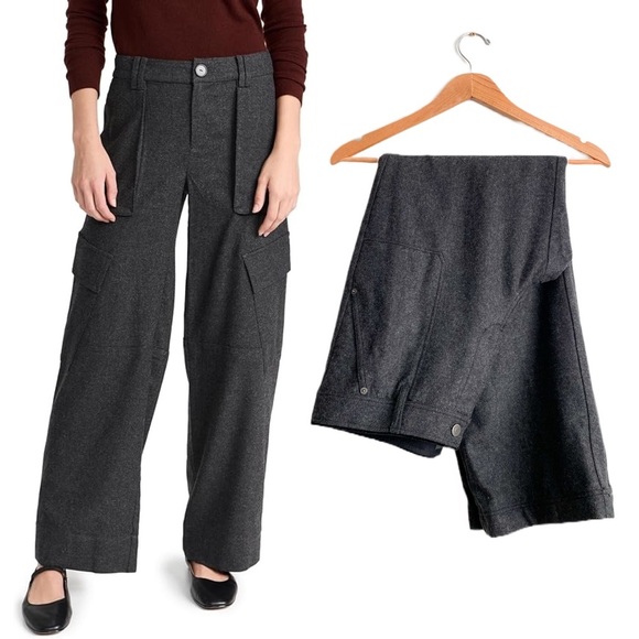Eddie Bauer Womens Wool Gray Cargo Utility Chore Pants Classic Mercer Plus Sz 14 - Picture 1 of 10